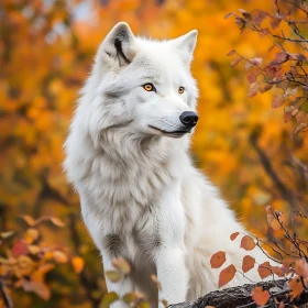 Arctic Wolf Portrait in Fall Colors