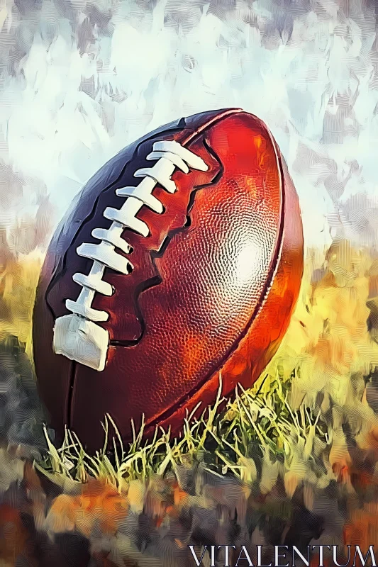 Vivid Artistic American Football on Grass AI Image