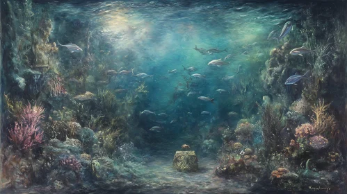 Oceanic Scene with Fish and Treasure