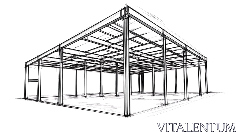 Structural Design Sketch in Architecture AI Image