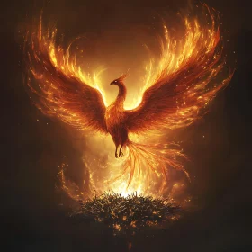 Phoenix Reborn in Flames Illustration