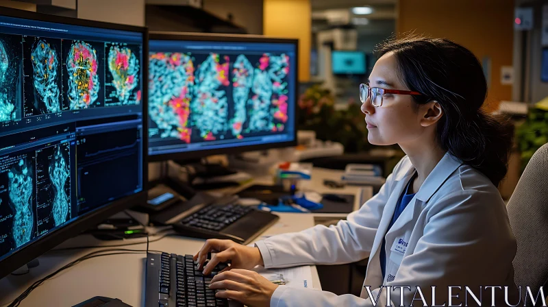 AI ART Focused Doctor Reviews Medical Imaging Scans