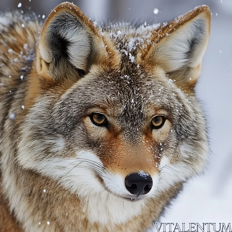 Winter Coyote Portrait AI Image