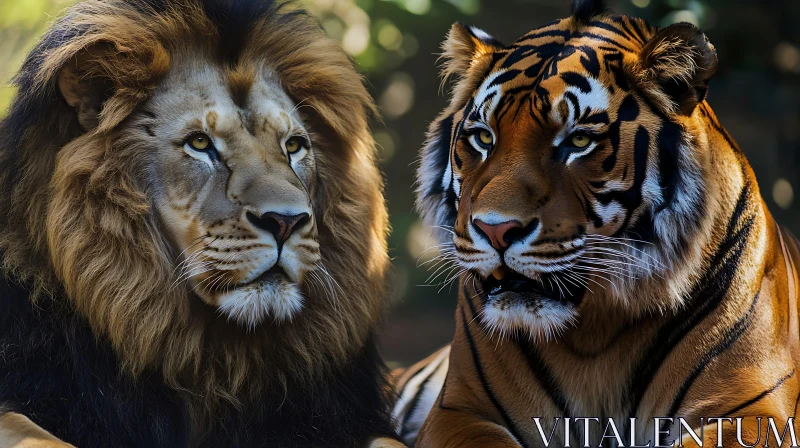 Portrait of a Lion and Tiger Together AI Image