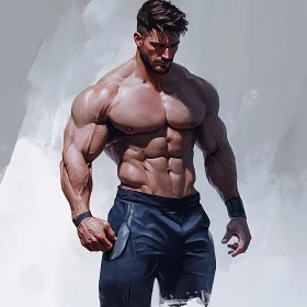 Strong Male Physique in Digital Painting