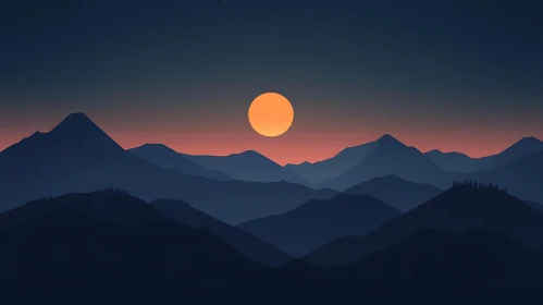 Moonlit Mountain Landscape