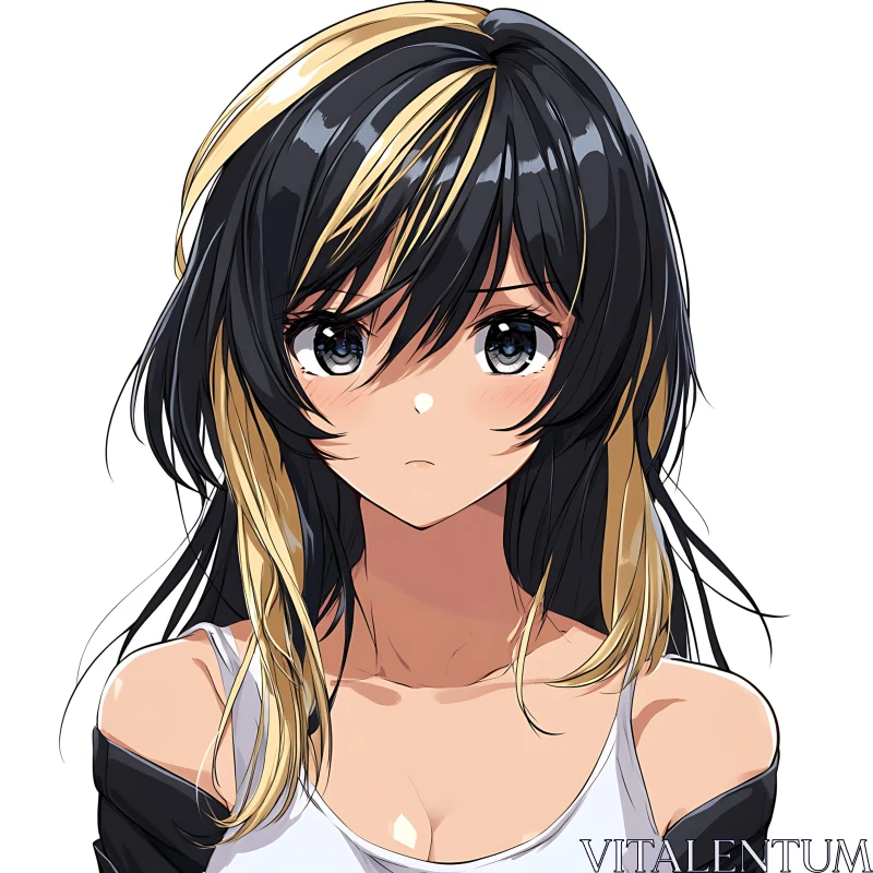 AI ART Expressive Anime Girl with Dual-Toned Hair