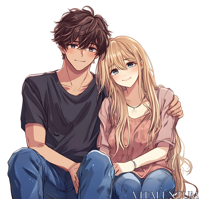 Heartwarming Anime Couple AI Image