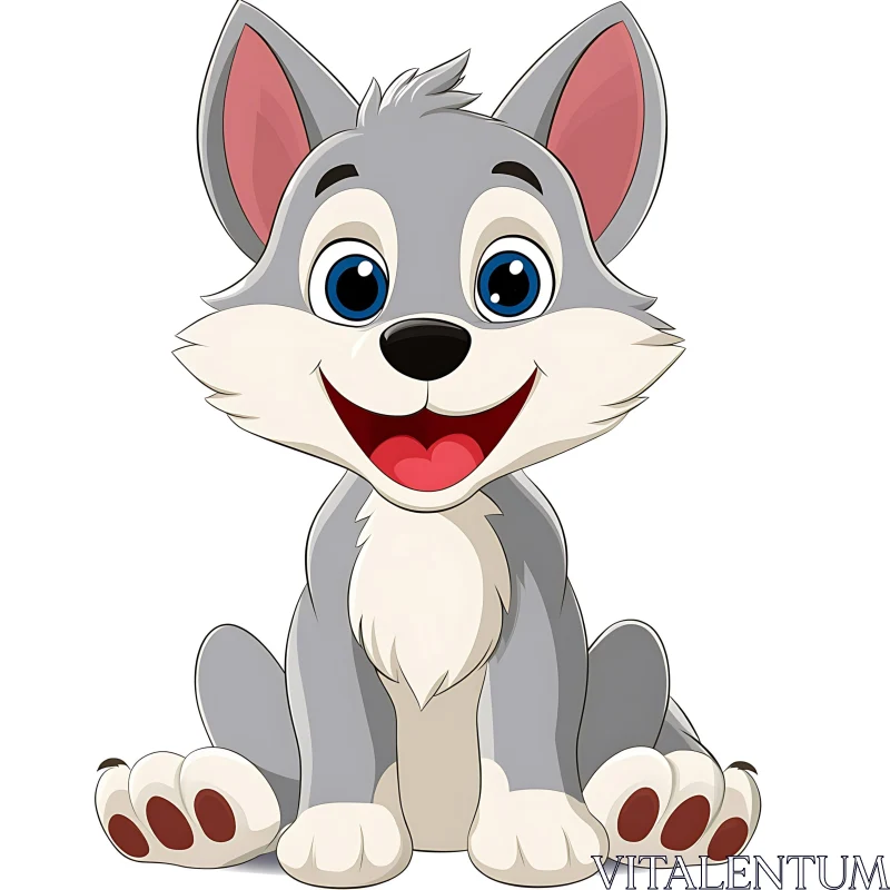 AI ART Cute Animated Gray Wolf Character