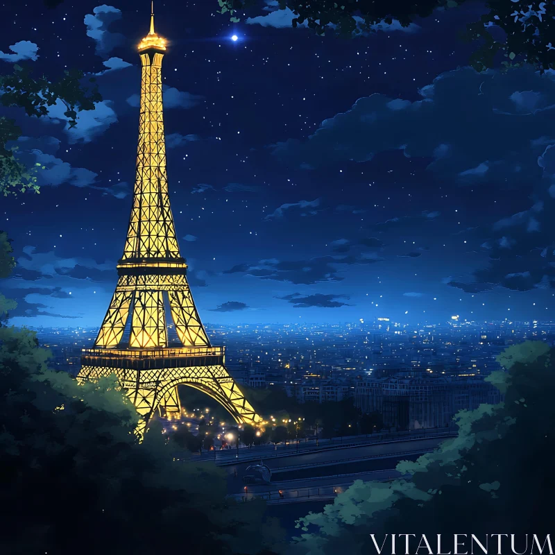 AI ART Eiffel Tower at Night