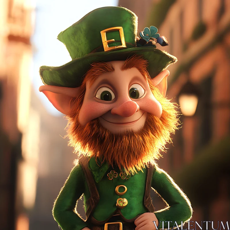 Smiling Leprechaun Portrait AI Image