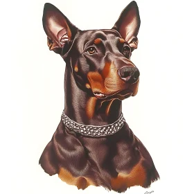 Vigilant Doberman Dog Portrait