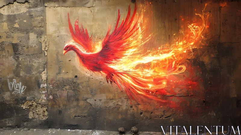 Wall Art: Phoenix in Flames AI Image
