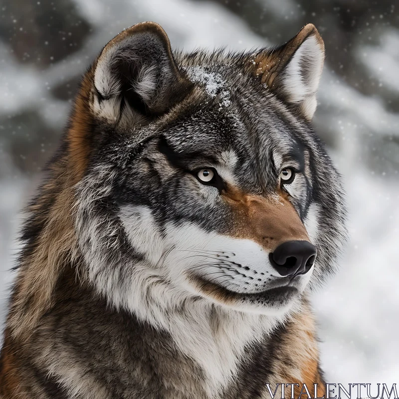 AI ART Winter Wolf Close-Up