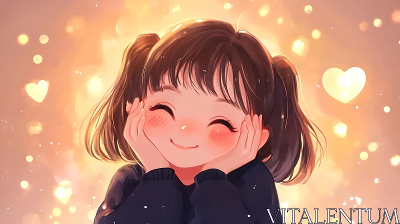 Joyful Anime Portrait of a Smiling Girl AI Image