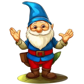 Cartoon Style Gnome with Blue Hat