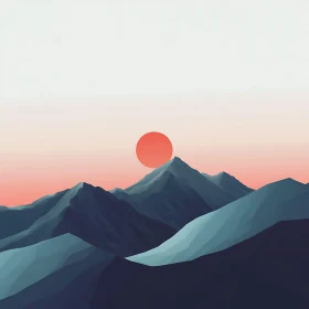 Minimalist Mountain Range at Sunset