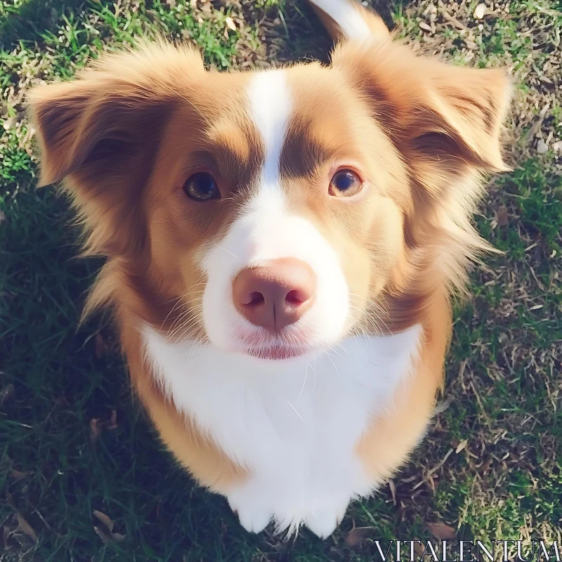 Inquisitive Brown and White Dog Looking Up AI Image