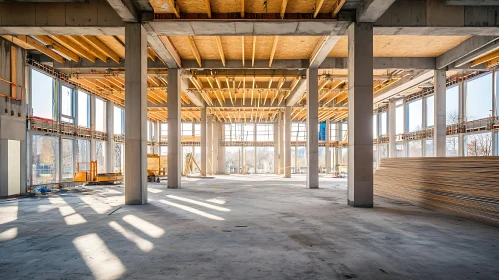 Spacious Interior of a Building Under Construction