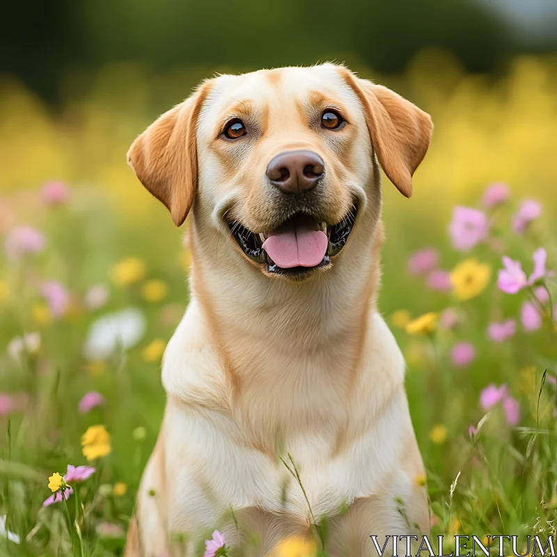 Happy Labrador in Nature AI Image