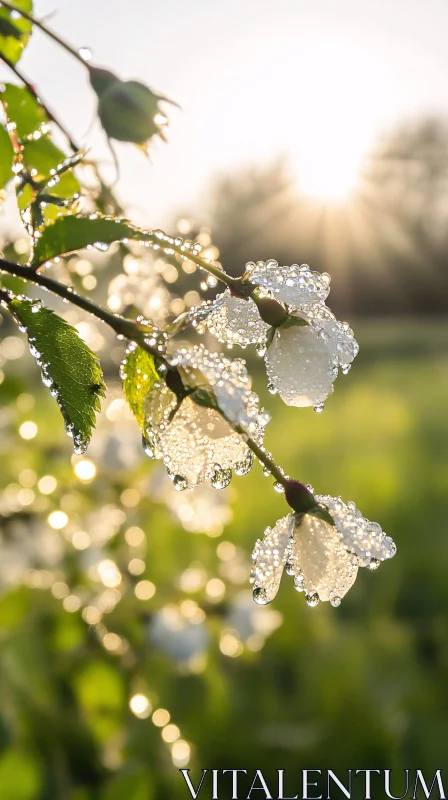 AI ART Blossoms with Dew in Sunlight