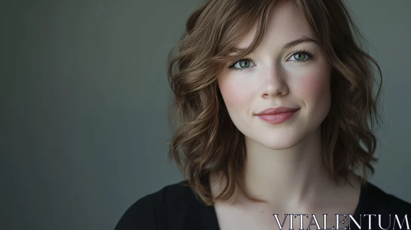 Smiling Woman with Light Brown Hair AI Image