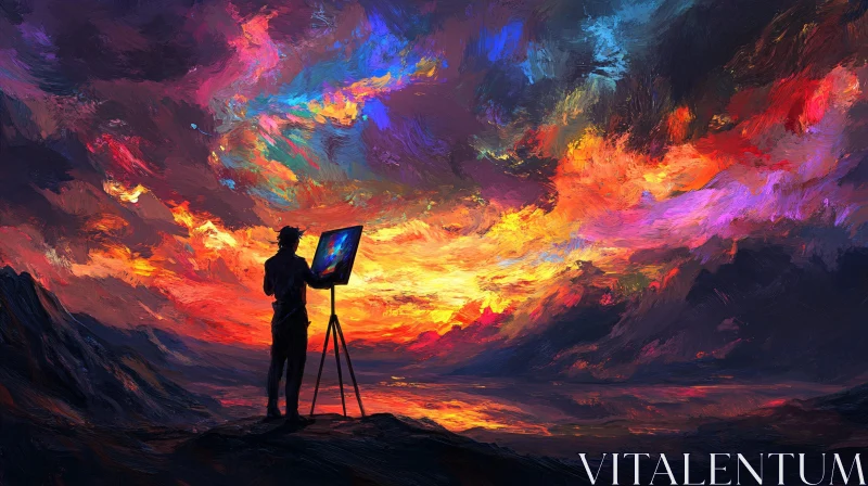 Sunset Painter's Vivid Landscape Art AI Image