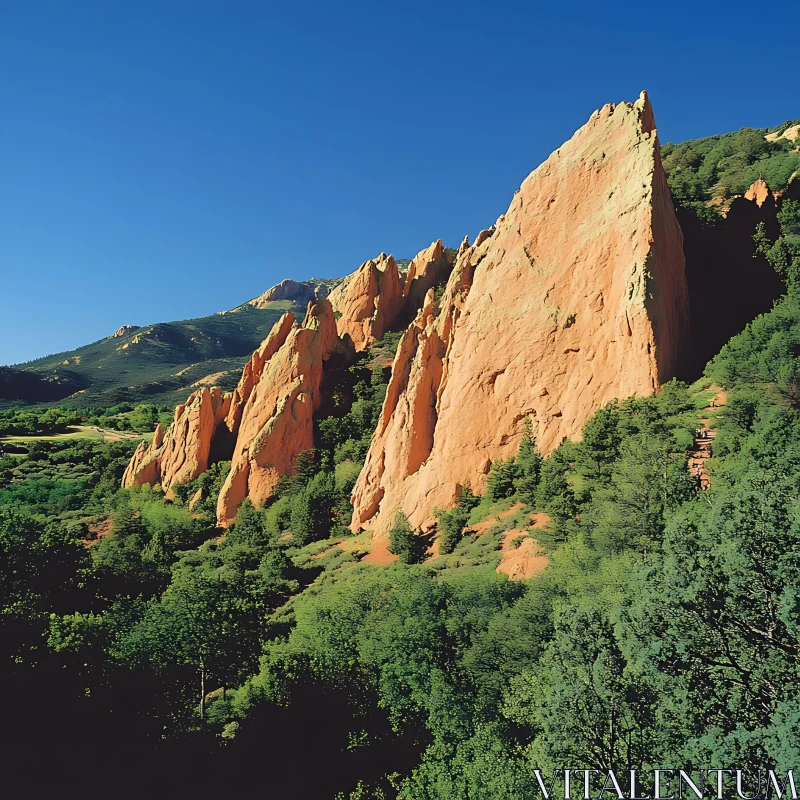 Landscape View of Mountain and Forest AI Image