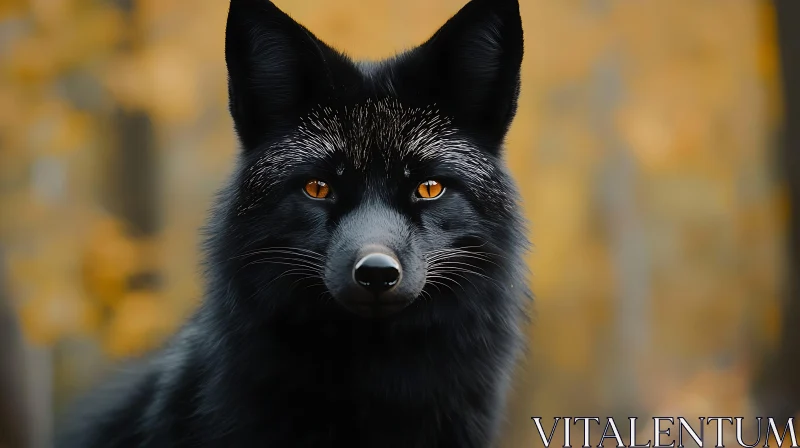 AI ART Autumnal Gaze: A Black Fox in Profile