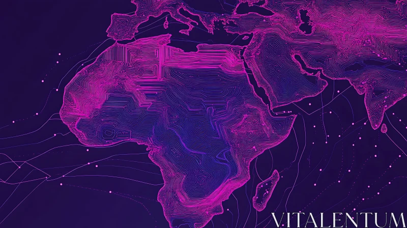 AI ART Stylized Topographic Map of the World