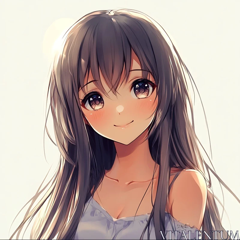 Anime Girl Smiling with Gentle Expression AI Image