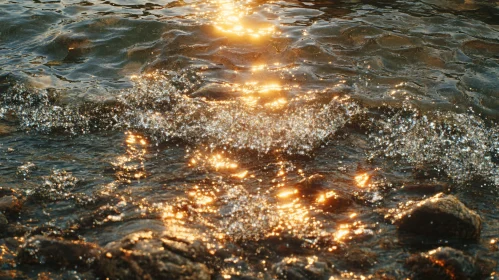 Sparkling Sea Waves under Sunlight