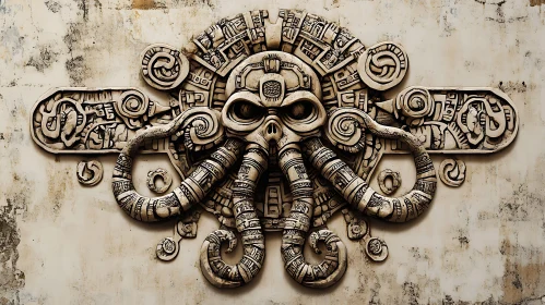 Stylized Skull with Tentacles Sculpture