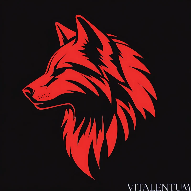 AI ART Crimson Wolf Profile on Black Background