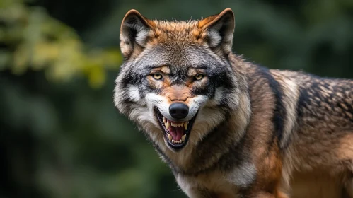 Furious Wolf Growling, Close-up Portrait