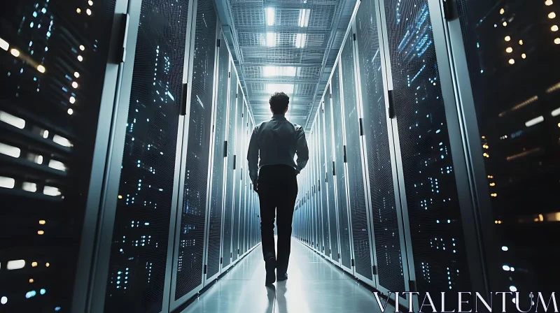 Corridor of Servers in Data Center AI Image