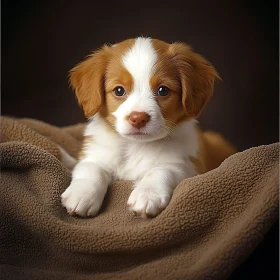 Charming Puppy on a Brown Blanket