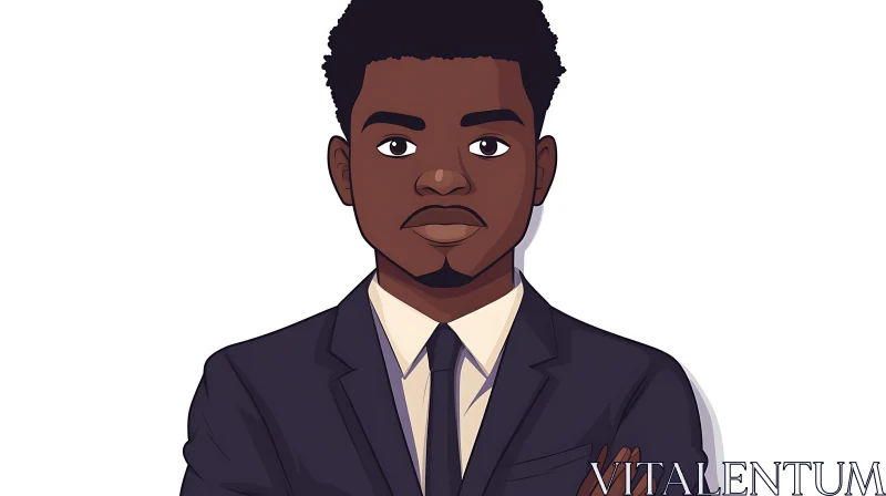 AI ART Cartoon Style Man in Business Attire