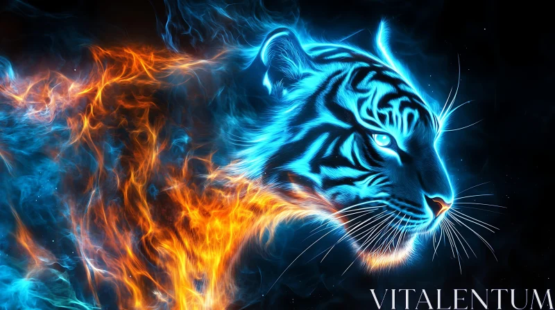 Tiger Ablaze in Digital Art AI Image