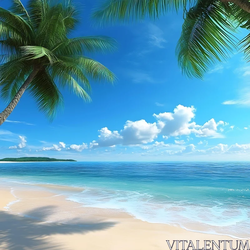 Tropical Beach Paradise with Ocean View AI Image