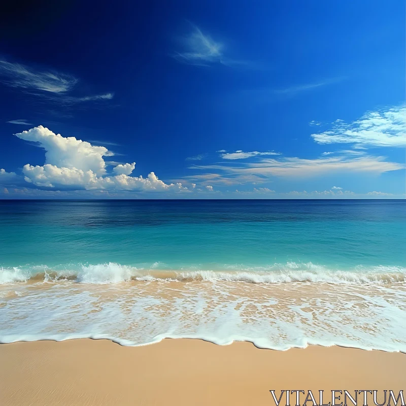 AI ART Calm Ocean Waves on Sandy Beach