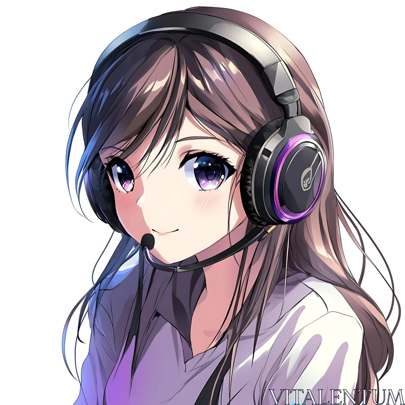 Anime Gamer Girl Portrait AI Image