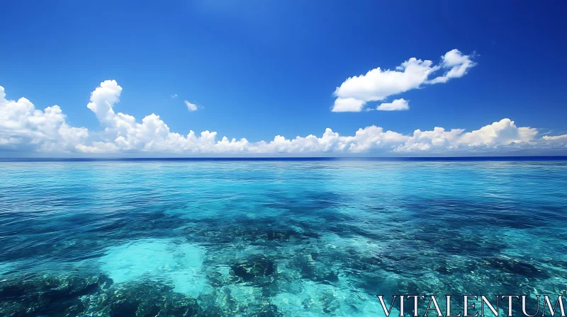 AI ART Tranquil Ocean View with Blue Sky