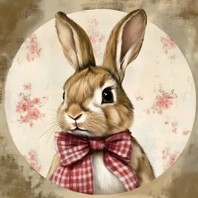 Charming Bunny with Floral Background