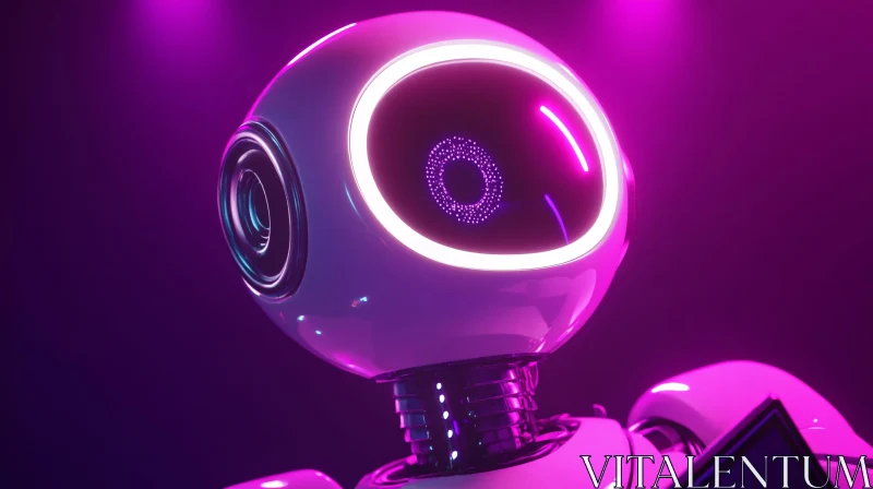 Neon-Lit Spherical Head Robot AI Image