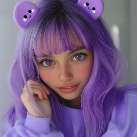 Anime Girl with Vibrant Purple Look