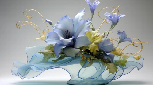Delicate Blue Flowers in a Vase - Organic and Ethereal Composition