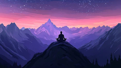 Twilight Meditation on Mountain Peak