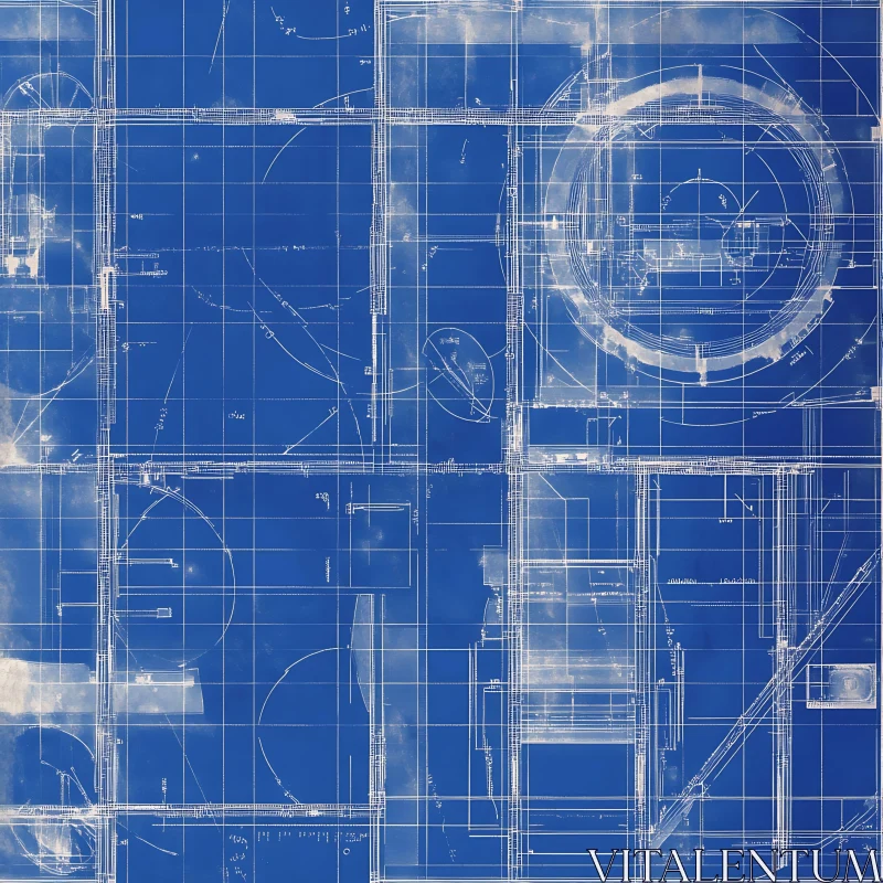 Detailed Technical Drawing in White and Blue AI Image