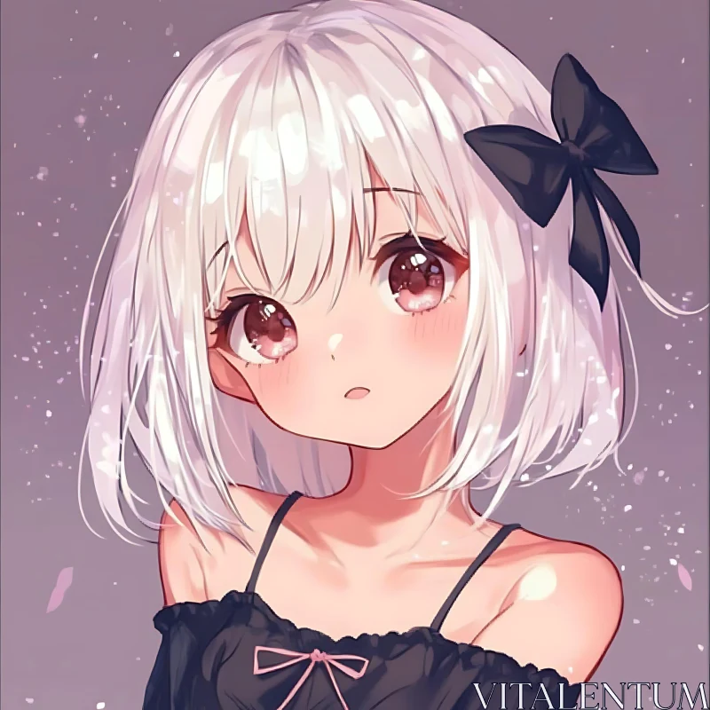 Expressive Anime Character with Pink Eyes AI Image